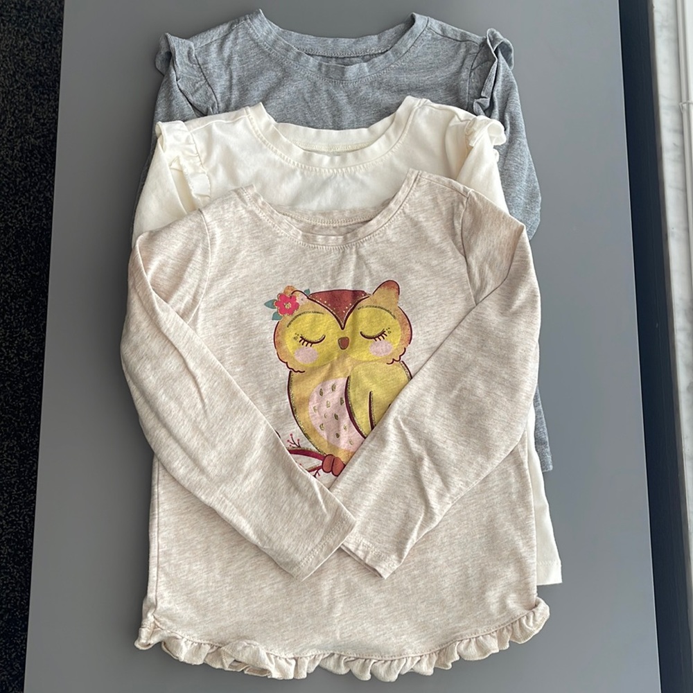 Bundle of toddler girl long sleeve shirts. Worn once